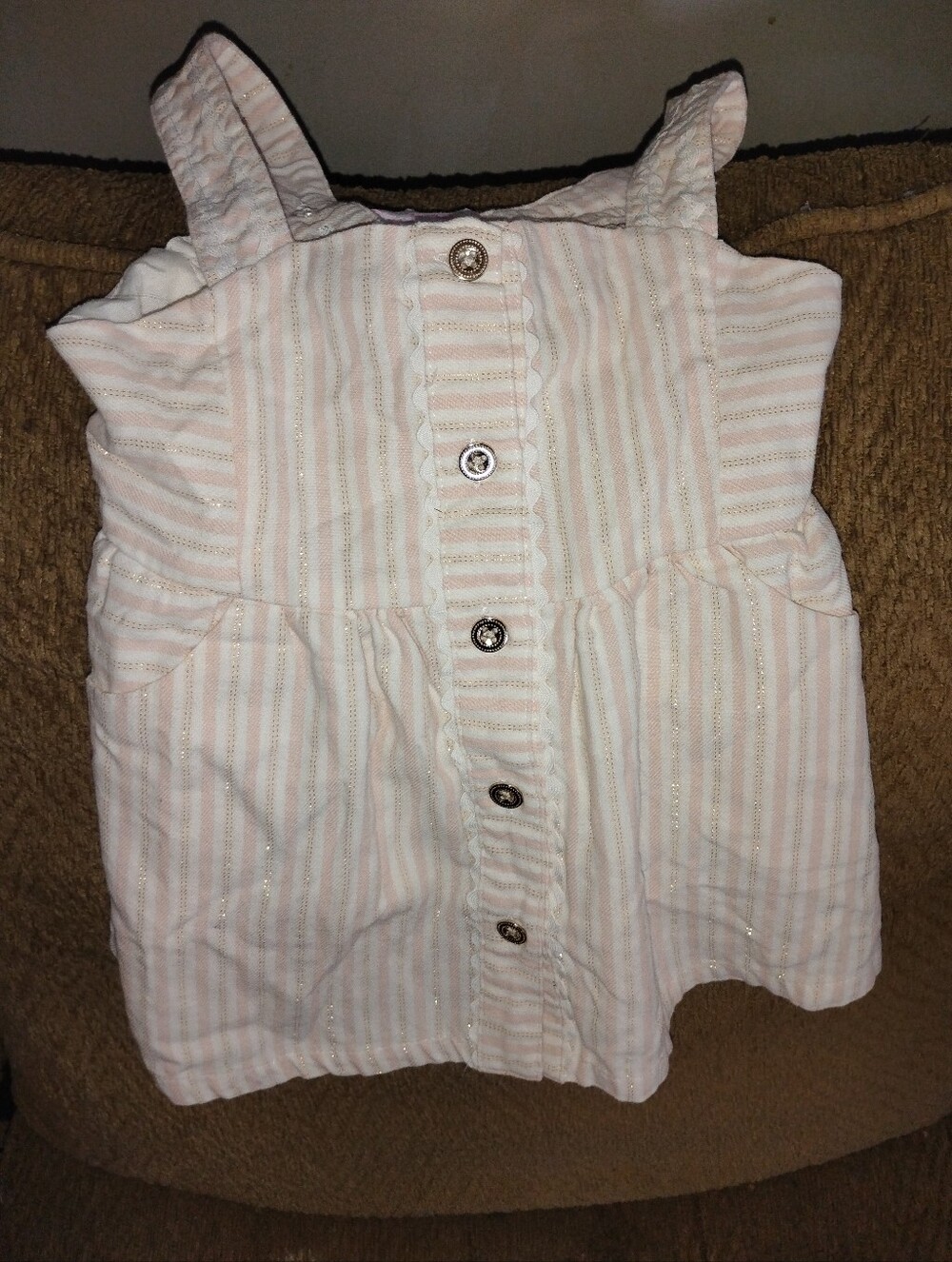 Tommy Bahama Pink & White Striped Toddler Sleeveless Tank with Metallic Thread